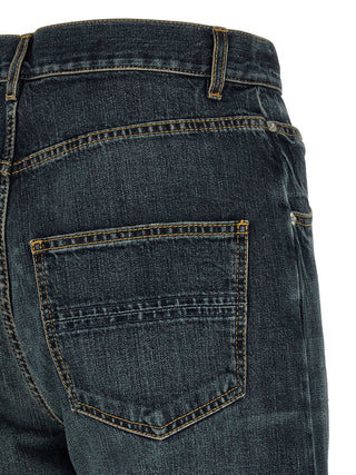 Blue Cotton Straight-Leg Jeans