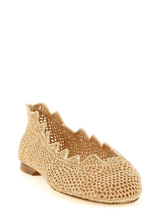 Beige Viscose Ballet Flats