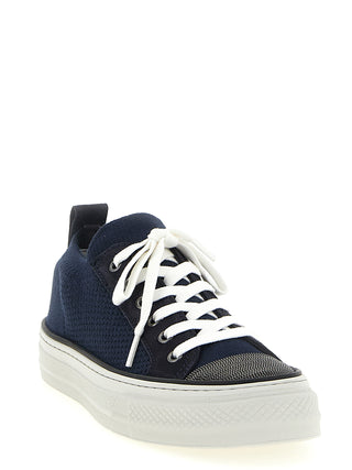 Blue Cotton Low Top Sneakers