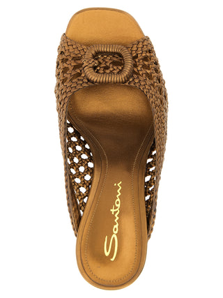 Gold Lamb Leather Stiletto Heel Sandals