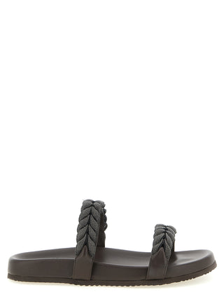Brown Leather Slides