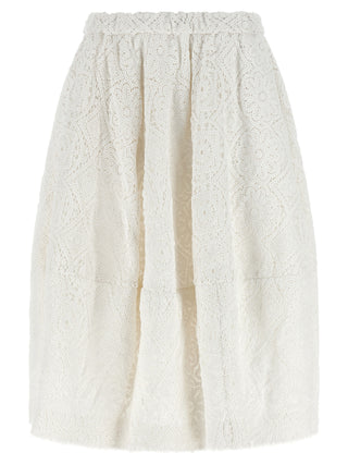 White Cotton Midi Skirt