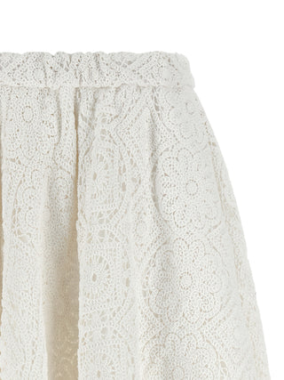 Falda midi blanca de algodón