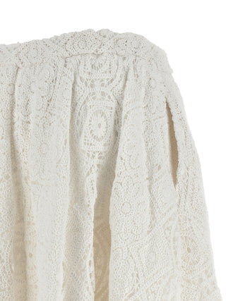 Falda midi blanca de algodón