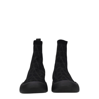 Black Fabric High Top Sneakers