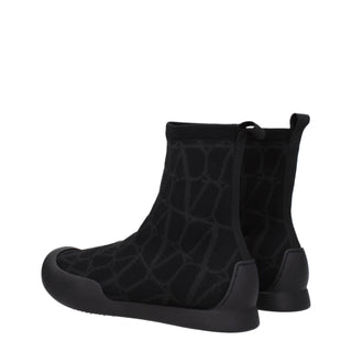 Black Fabric High Top Sneakers