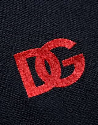 Black DG Logo Print Short Sleeve Polo T-shirt