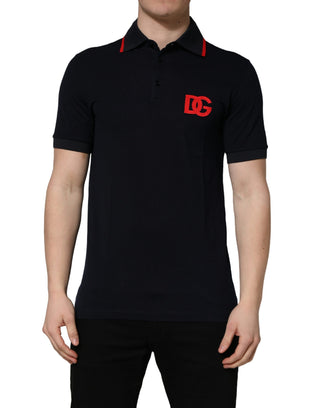 Black DG Logo Print Short Sleeve Polo T-shirt