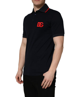 Black DG Logo Print Short Sleeve Polo T-shirt