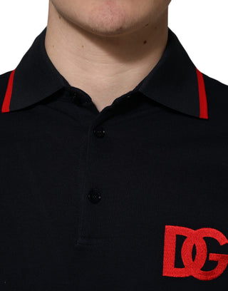 Black DG Logo Print Short Sleeve Polo T-shirt