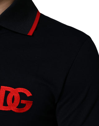 Black DG Logo Print Short Sleeve Polo T-shirt