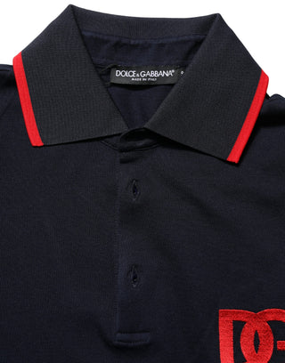 Black DG Logo Print Short Sleeve Polo T-shirt