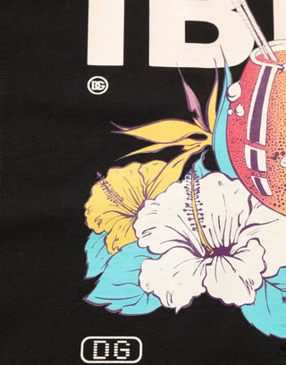 Black Tropical "IBIZA" Men Crew Neck T-shirt