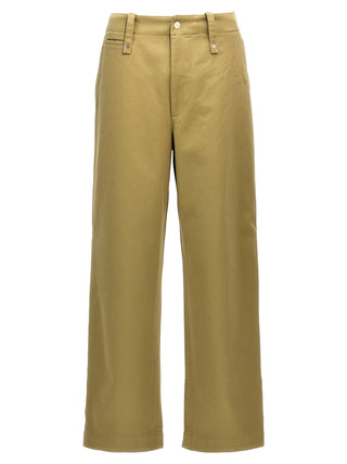 Beige Cotton Casual Pants