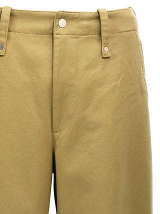 Beige Cotton Casual Pants