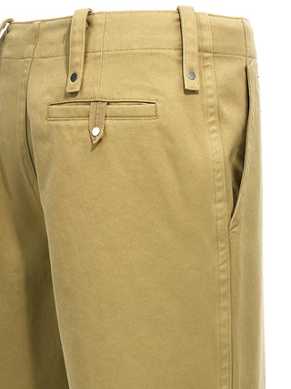 Beige Cotton Casual Pants