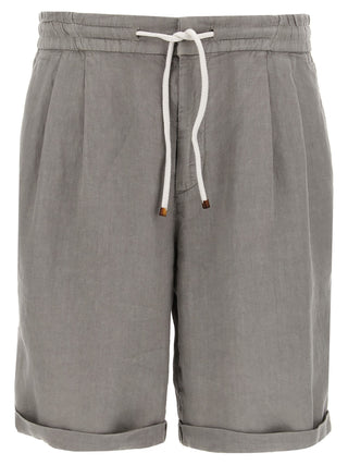 Gray Linen Bermuda Shorts