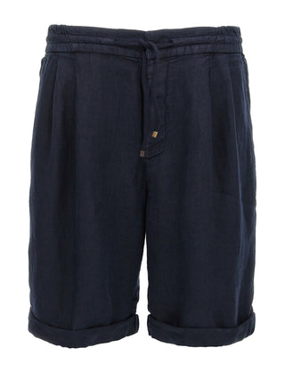 Blue Linen Bermuda Shorts