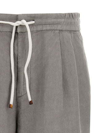 Gray Linen Bermuda Shorts
