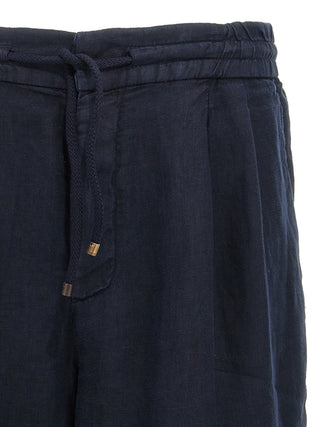 Blue Linen Bermuda Shorts