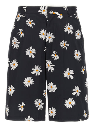 Black Cotton Bermuda Shorts