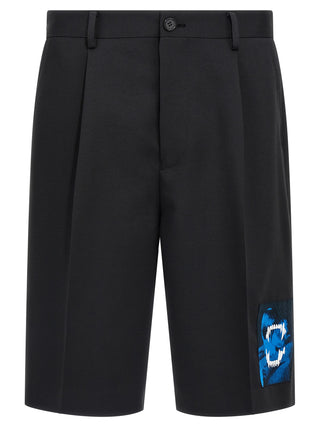 Black Polyester Bermuda Shorts