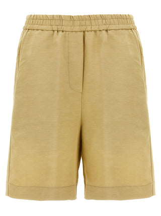 Beige Viscose Bermuda Shorts