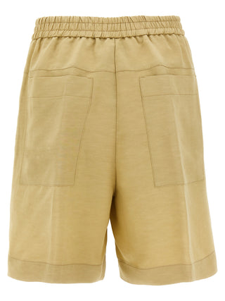 Beige Viscose Bermuda Shorts