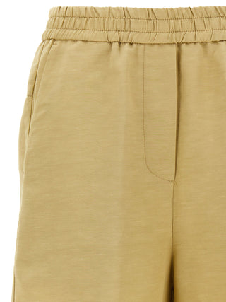 Beige Viscose Bermuda Shorts