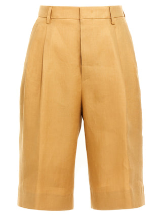 Orange Linen Bermuda Shorts