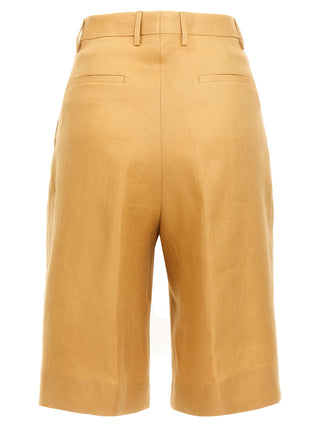 Orange Linen Bermuda Shorts
