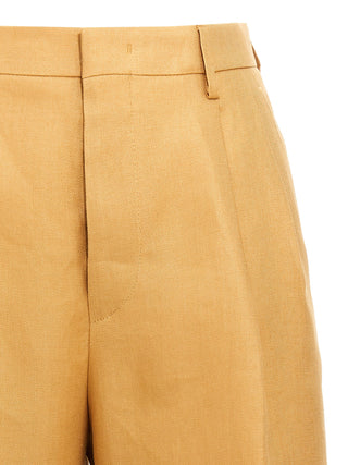 Orange Linen Bermuda Shorts