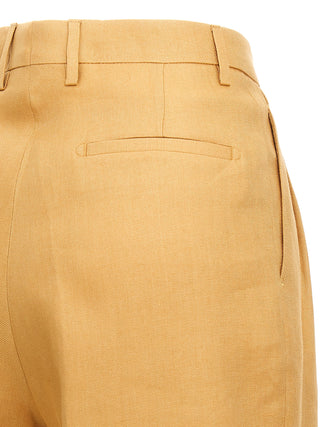 Orange Linen Bermuda Shorts