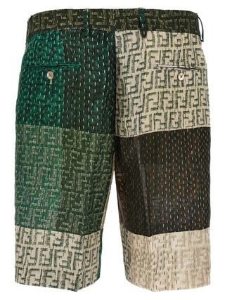 Multicolor Linen Bermuda Shorts