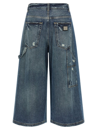 Blue Cotton Bermuda Shorts