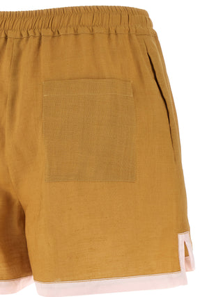 Bermudas bicolor de piel de becerro  
