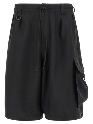Black Polyester Bermuda Shorts