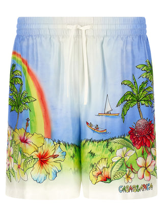 Multicolor Silk Bermuda Shorts