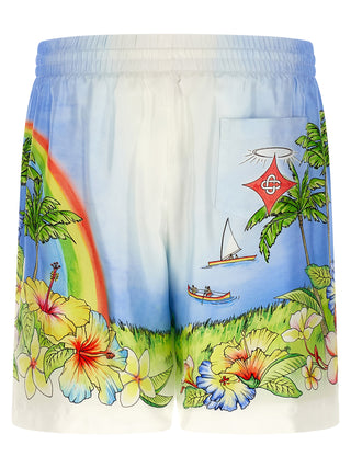 Multicolor Silk Bermuda Shorts