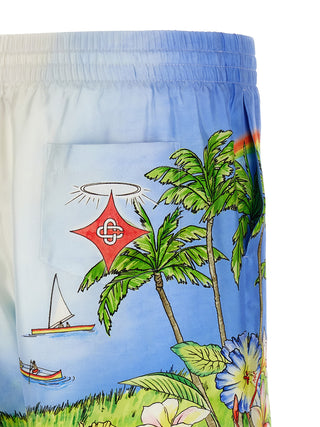 Multicolor Silk Bermuda Shorts