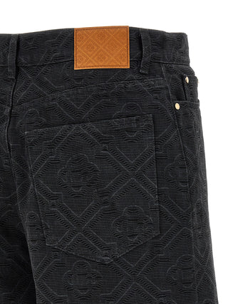 Black Cotton Bermuda Shorts