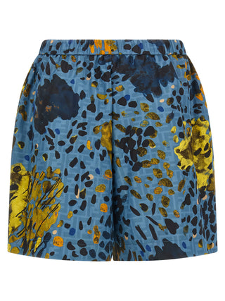 Blue Polyester Bermuda Shorts