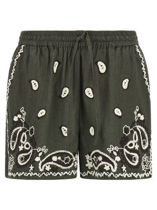 Bicolor Linen Bermuda Shorts