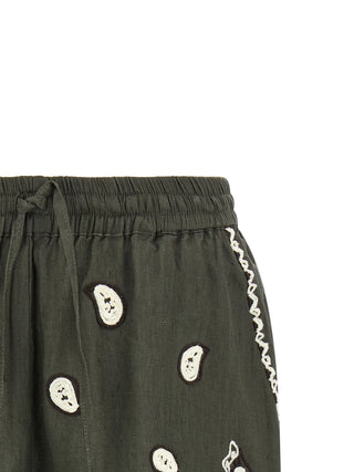 Bicolor Linen Bermuda Shorts