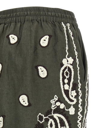 Bicolor Linen Bermuda Shorts