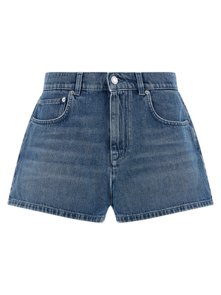Blue Cotton Bermuda Shorts