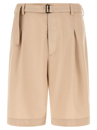 Beige Polyester Bermuda Shorts