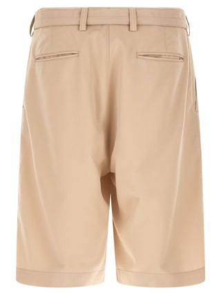 Beige Polyester Bermuda Shorts