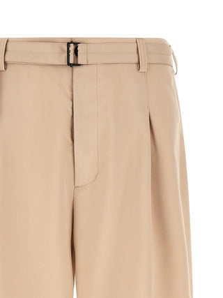 Beige Polyester Bermuda Shorts