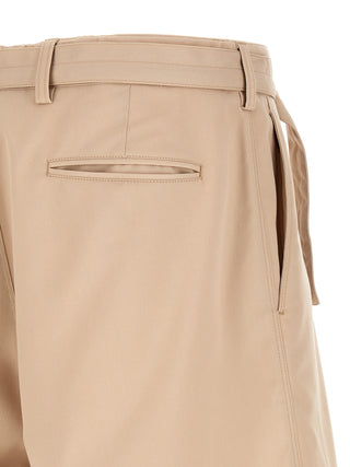Beige Polyester Bermuda Shorts